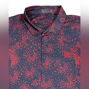G/FORE Mens XXL Golf Polo Navy Red Swag Star All over Print Stretch Performance